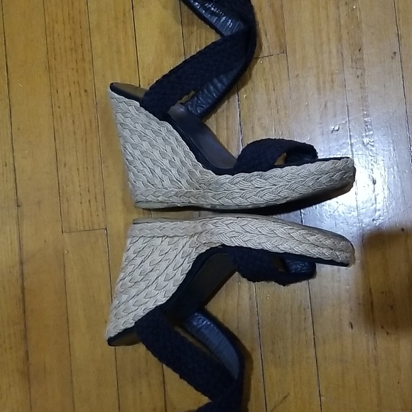 STUART WEITZMAN black crocheted espadrilles wedge modern alex - Picture 10 of 11